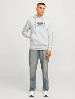 Jack and Jones Hupparit|Kaikki Paidat>miesten huppari, JORPORTLAND BLOCK SWEAT HOOD LN Vaaleanharmaa
