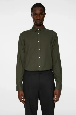 J.Lindeberg Kauluspaidat|Kaikki Paidat>Miesten Flanellipaita, LIGHT FLANNEL SLIM SHIRT Armeijanvihreä