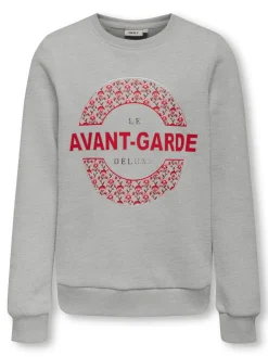 Kids Only Collegepaidat|Kaikki Paidat>lasten college, KOGLENA LS AVANT GARDEN O-NECK Vaaleanharmaa