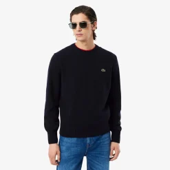 Lacoste Neulepuserot|Kaikki Neuleet>miesten neulepusero K MONOCHROME CARDED WOOL NECK SWEATER,