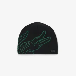 Lacoste Pipot|Kaikki Päähineet>miesten pipo, UNCUFFED CROCODILE JACQUARD WOOL BEANIE