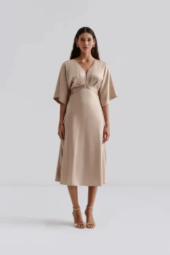 Malina Mekot|Kaikki Mekot Ja Hameet>naisten mekko, JUNO V-NECK SATIN MIDI DRESS