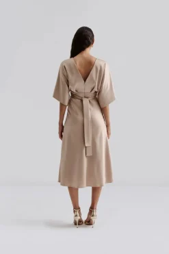 Malina Mekot|Kaikki Mekot Ja Hameet>naisten mekko, JUNO V-NECK SATIN MIDI DRESS