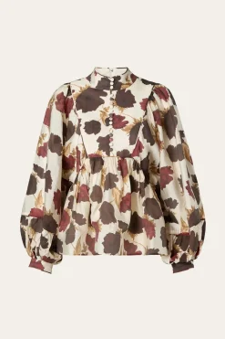 Malina Puserot|Kaikki Paidat>naisten pusero, PERNILLA HOGH NECK BALLOON SLEEVE BLOUSE