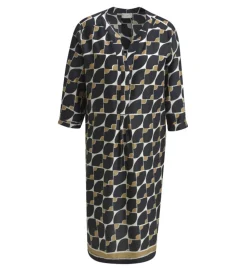 Milano Italy Mekot|Kaikki Mekot Ja Hameet>naisten mekko, DRESS 3/4 SLEEVE BLACK PRINT