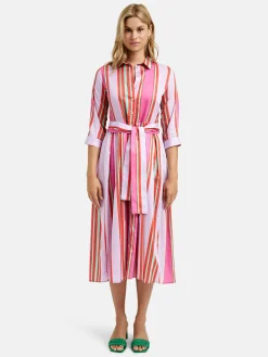 Milano Italy Mekot|Kaikki Mekot Ja Hameet>naisten mekko, DRESS 3/4 W BELT Moniväriraita