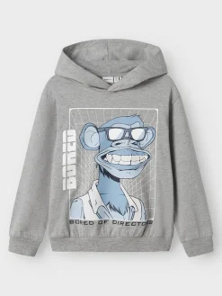 Name It Hupparit|Kaikki Paidat>lasten huppari, NKMNOBEL BOREDOFD REG SWEAT Vaaleanharmaa