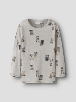 Name It Aluskerrastot|Ulkovaatteet·Aluskerrastot>Lasten Merinovillainen Paita, NMMWang Wool Rib LS Top AOP