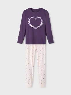 Name It Kaikki Alusvaatteet Ja Pyjamat|Pyjamat>Lasten Pyjamasetti Nightset Purble Heart Noos Liila