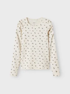 Name It Pitkähihaiset Paidat|Kaikki Paidat>Lasten Toppi, NMFOLINNE LS SLIM TOP Beige Kuosi