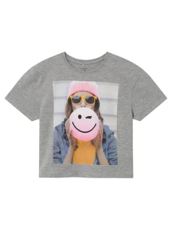 Name It T-Paidat|Kaikki Paidat>lasten t-paita, NKFNOMA HAPPY SS BOXY TOP Vaaleanharmaa