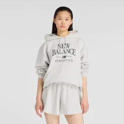 New Balance Hupparit|Kaikki Paidat>naisten huppari Linear Heritage Fleece Hoodie, vaaleanharmaa