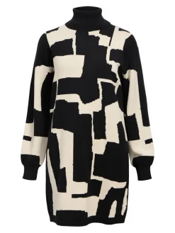 Object Neulemekot|Mekot>Naisten Neulemekko, OBJRAY L/S KNIT ROLLNECK DRESS AOP NOOS