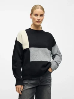 Object Kaikki Paidat|Neulepuserot>OBJRAY LO L/S KNIT PULLOVER AOP NOOS