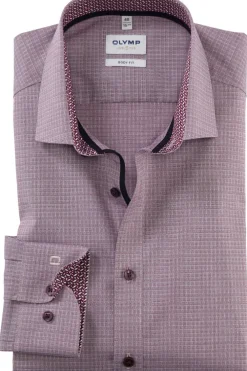 Olymp Kauluspaidat|Kaikki Paidat>Level Five Kauluspaita, Body fit +hiha Punainen Kuosi