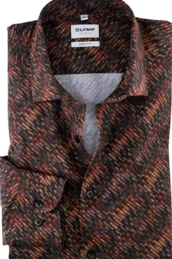 Olymp Kauluspaidat|Kaikki Paidat>Miesten Pitkähihainen Kauluspaita 2120-24-18 BODY FIT WOVEN Punainen Kuosi