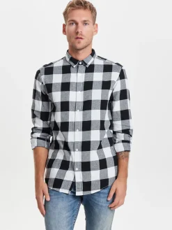 Only and Sons Kauluspaidat|Kaikki Paidat>Only & Sons Ruudullinen Kauluspaita Valkoinen Ruutu