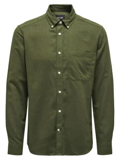 Only and Sons Kauluspaidat|Kaikki Paidat>kauluspaita, GUDMUND SLIM SOLID Armeijanvihreä
