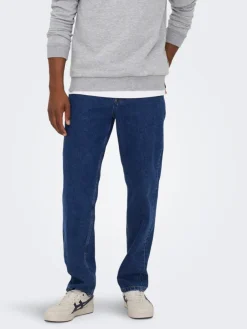 Only and Sons Farkut|Kaikki Housut Ja Farkut>miesten farkut, EDGE BLUE 3813 STRAIGHT FIT Indigo