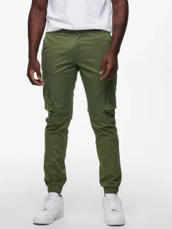 Only and Sons Cargo-Housut|Chinot Ja Kangashousut>miesten housut, ONSCAM STAGE CARGO CUFF Armeijanvihreä