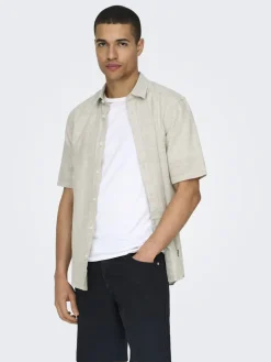 Only and Sons Kaikki Paidat|Kauluspaidat>Miesten Kauluspaita ONSCAIDEN SS SOLID LINEN