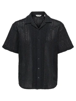 Only and Sons Kauluspaidat|Kaikki Paidat>miesten lyhythihainen paita, DANI CROCHET SS SHIRT