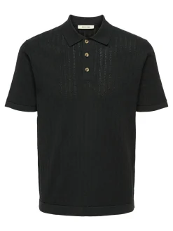 Only and Sons Kaikki Paidat|Pikeepaidat>miesten paita ONSMOON REG 12 SS Polo Knit, musta