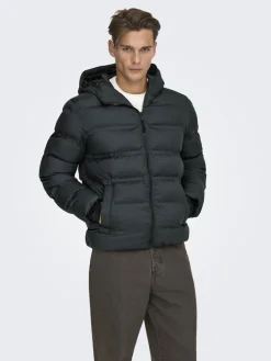 Only and Sons Talvitakit|Toppatakit>miesten takki K UNION SEAMLES LIFE HOOD PUFFER JACKET, musta