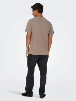 Only and Sons T-Paidat|Kaikki Paidat>miesten t-paita ONSMAX LIFE SS STITCH TEE NOOS, Falcon melange