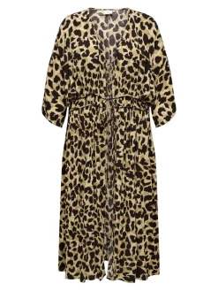 Only Carmakoma Kaikki Alusasut Ja Pyjamat|Kylpytakit Ja Aamutakit>naisten kimono, CARBRUNO LIFE 3/4 MIDI KIMONO Ruskea Kuosi