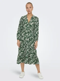 Only Mekot|Kaikki Mekot Ja Hameet>naisten mekko, ONLMILANA 7/8 DRESS WVN Vihreä Kuosi