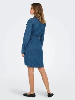 Only Mekot|Kaikki Mekot Ja Hameet>naisten mekko, ONLSASIA LS STRECH DENIM DRESS NOOS Indigo