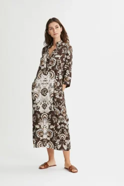 Philosophy Blues Original Mekot|Kaikki Mekot Ja Hameet>naisten mekko, SIMBIA DRESS Ruskea Kuosi