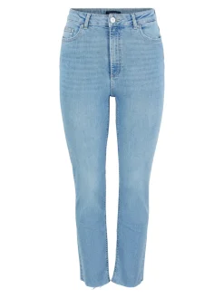 Pieces Farkut|Kaikki Housut Ja Farkut>Naisten Farkut PCDELLY STRAIGHT HW CR LB124-BA Indigo