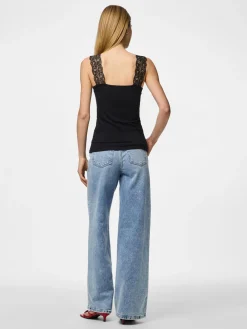 Pieces Topit|Kaikki Paidat>naisten toppi PCBARBERA LACE TOP JRS NOOS, musta