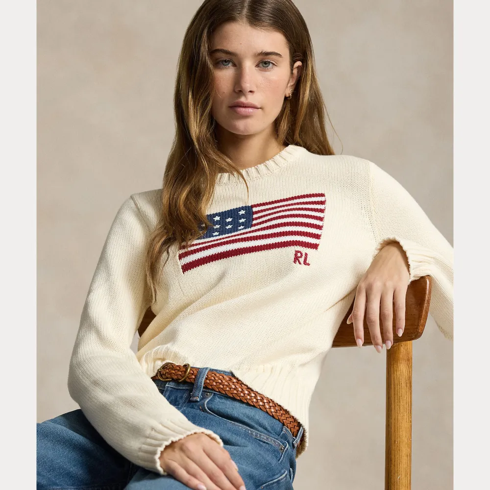 Polo Ralph Lauren Kaikki Paidat|Neulepuserot>naisten neulepusero, FLAG CN-LONG SLEEVE-PULLOVER