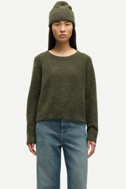 Samsoe Samsoe Kaikki Paidat|Neulepuserot>Samsoe and Samsoe, Naisten Neulepaita, Nor O-N Short Armeijanvihreä