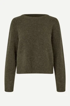 Samsoe Samsoe Kaikki Paidat|Neulepuserot>Samsoe and Samsoe, Naisten Neulepaita, Nor O-N Short Armeijanvihreä