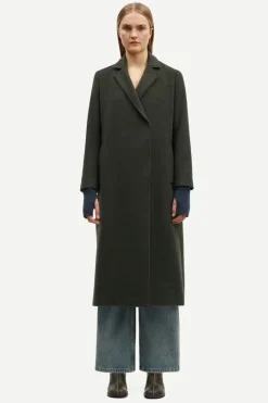 Samsoe Samsoe Talvitakit|Villakangastakit>Samsoe and Samsoe Naisten Villakangastakki, ASTRID COAT 11104 Armeijanvihreä