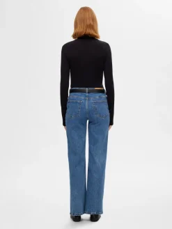 Selected Femme Farkut|Kaikki Housut Ja Farkut>naisten farkut, SLFALICE HW WIDE LONG WING BLU JEANS Indigo