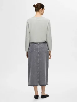 Selected Femme Hameet|Kaikki Mekot Ja Hameet>naisten farkkuhame, SLFKRISTA GERDA MAX SKIRT Grafiitti