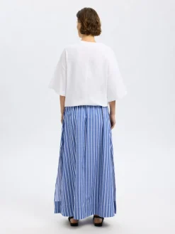 Selected Femme Hameet|Kaikki Mekot Ja Hameet>naisten hame, SLFFIA HW STRIPED ANKLE SLIT SKIRT