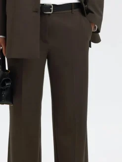 Selected Femme Suorat Housut Ja Kangashousut|Kaikki Housut Ja Farkut>naisten housut SLFRITA MW WIDE PANT MEL NOOS, Delicioso melange