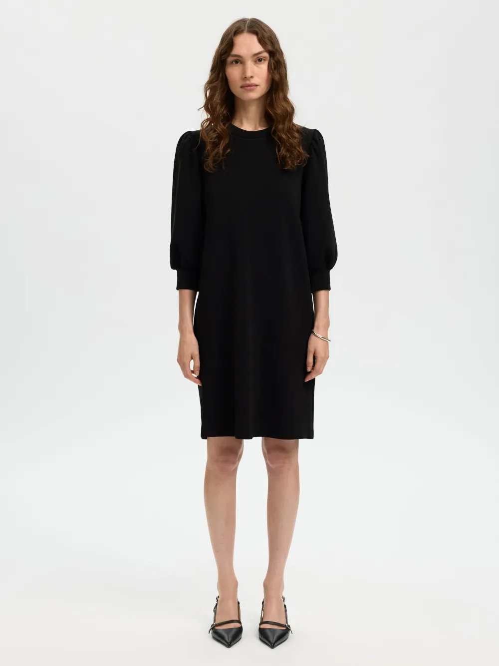 Selected Femme Mekot|Kaikki Mekot Ja Hameet>naisten mekko SLFTENNY 3/4 SHORT SWEAT DRESS NOOS, musta