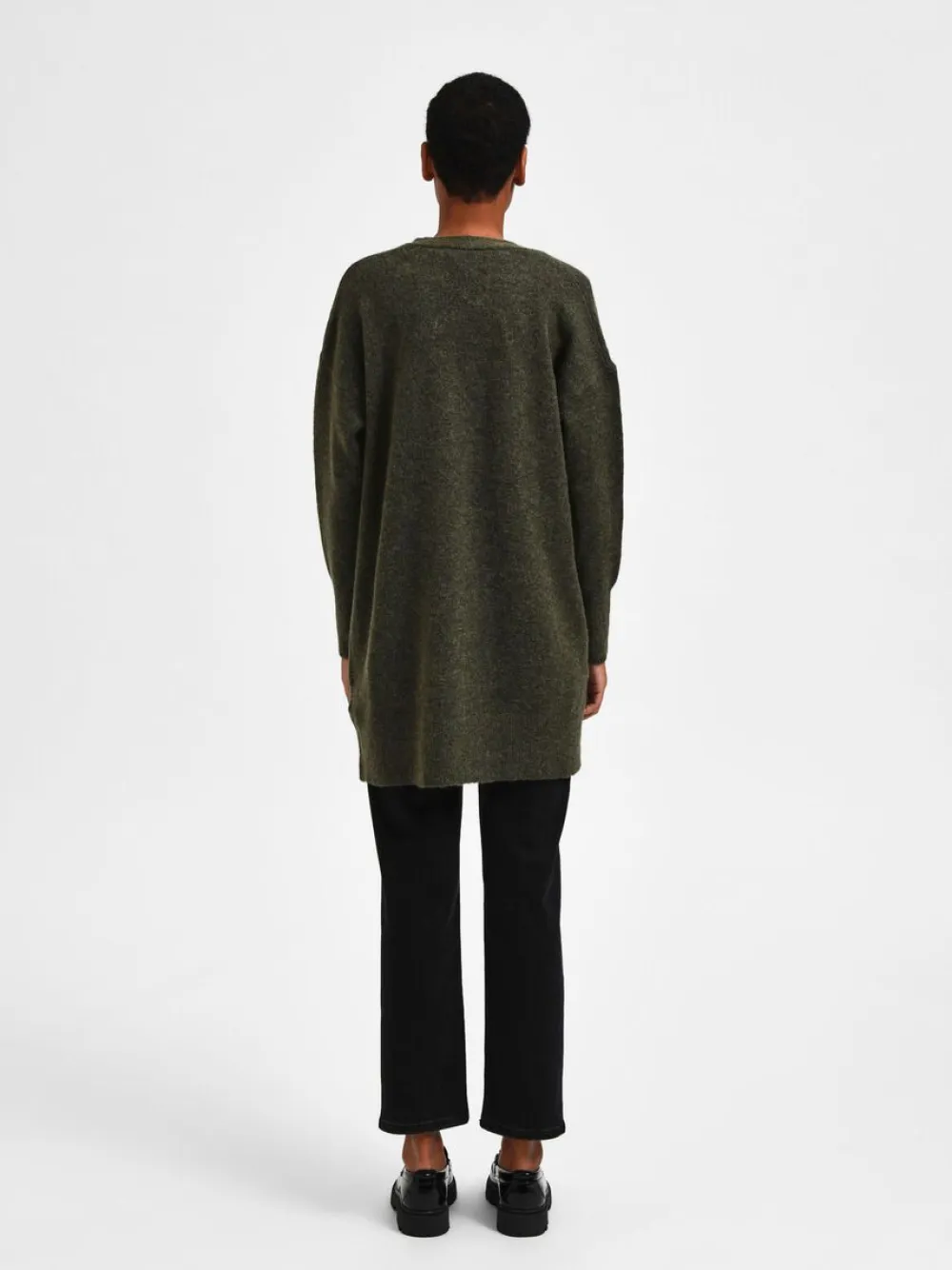 Selected Femme Neuletakit|Kaikki Neuleet>Naisten Neuletakki Lulu New Knit Long Cardigan Armeijanvihreä