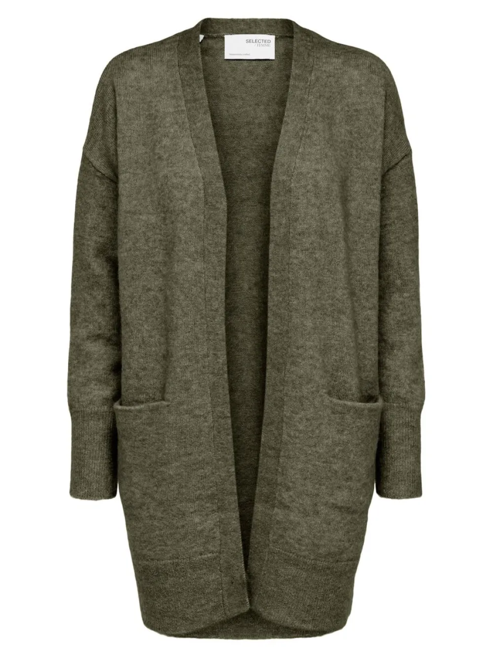 Selected Femme Neuletakit|Kaikki Neuleet>Naisten Neuletakki Lulu New Knit Long Cardigan Armeijanvihreä