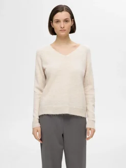 Selected Femme Neulepuserot|Kaikki Neuleet>Naisten Neule, SLFLULU NEW LS KNIT V-NECK B NOOS