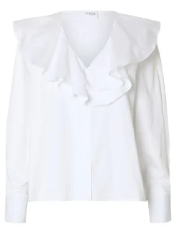 Selected Femme Puserot|Kaikki Paidat>naisten paitapusero, SLFISOBEL LS RUFFLED SHIRT