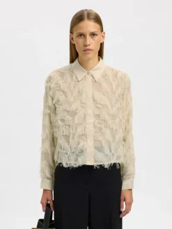 Selected Femme Paitapuserot|Kaikki Paidat>naisten paitapusero SLFMYLINE LS FLUFFY CROPPED SHIRT B,
