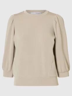 Selected Femme Collegepaidat|Kaikki Paidat>Naisten Pusero, SLFTENNY 3/4 SWEAT TOP NOOS